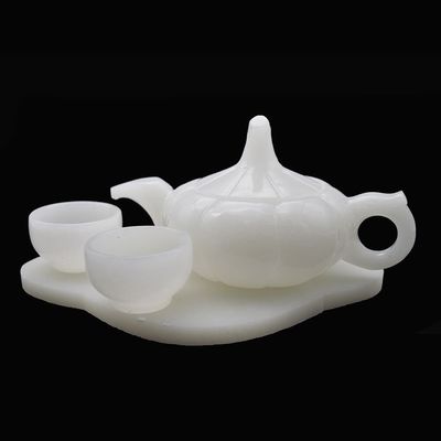 Artisanat de sculpture de haut de thé en jade blanc poli dans le style chinois pour la décoration de la maison de haute classe