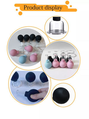 15/25/35/55mm 4 pièces De verre de silicone Coupe à aspiration pour le visage et le corps