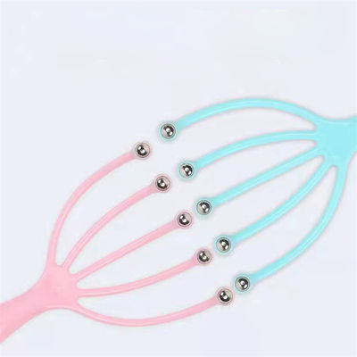 Bleu/Rose Masseur à tête à cinq griffes Boule d'acier pour massages de relaxation du cuir chevelu 100g Soulagement de maux de tête Meridien Dredging Tools