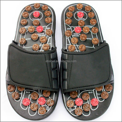 2020 Pierre de jade soins de santé guérison chaussures d'acupuncture massage en cuir authentique pantoufles pour chaussures massage des pieds naturel