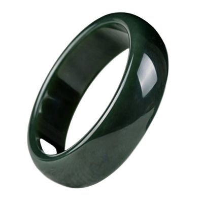 Bracelet vert néphrite de jade hétien poli avec un design traditionnel chinois