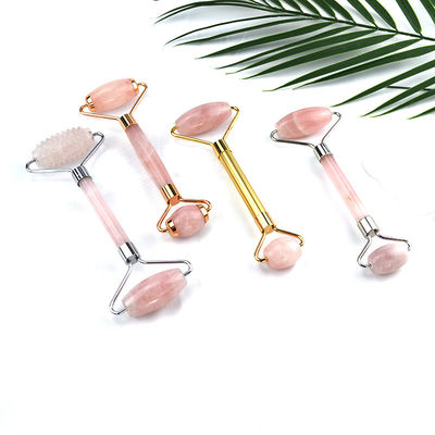 Masseur facial en résine rose quartz équipement de massage facial en rouleaux de jade pour le vieillissement et le rajeunissement de la peau