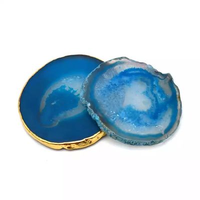 Ovale Polissé Agate de cristal naturel tranches d'or bordure Agate de montagne avec le thème MASCOT forme ovale design ovale