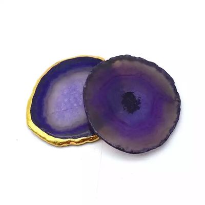 Ovale Polissé Agate de cristal naturel tranches d'or bordure Agate de montagne avec le thème MASCOT forme ovale design ovale