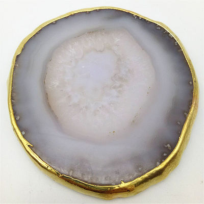 Caractéristique régionale Agate Coaster Graines grises tranches polies Cristal naturel pierre précieuse pot de fleurs Gravure Art populaire sculpté sculpté