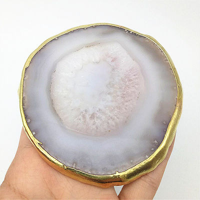 Caractéristique régionale Agate Coaster Graines grises tranches polies Cristal naturel pierre précieuse pot de fleurs Gravure Art populaire sculpté sculpté