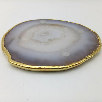 Caractéristique régionale Agate Coaster Graines grises tranches polies Cristal naturel pierre précieuse pot de fleurs Gravure Art populaire sculpté sculpté