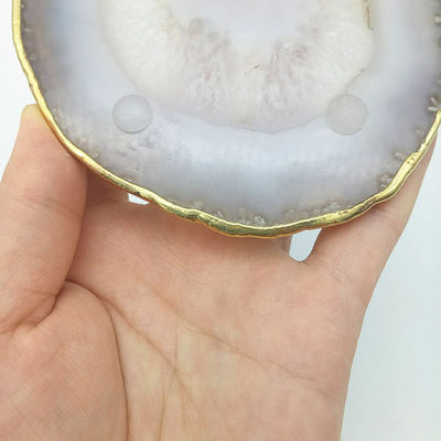 Caractéristique régionale Agate Coaster Graines grises tranches polies Cristal naturel pierre précieuse pot de fleurs Gravure Art populaire sculpté sculpté