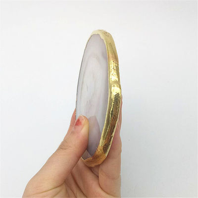 Caractéristique régionale Agate Coaster Graines grises tranches polies Cristal naturel pierre précieuse pot de fleurs Gravure Art populaire sculpté sculpté