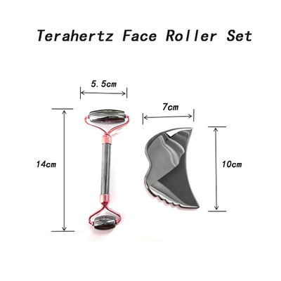Outils de soins de la peau Pierre énergétique Massageur Guasha pour le visage Les yeux Le cou doigt 5,5 * 14 cm Terahertz d'argent Rouleau facial Gua Sha Set