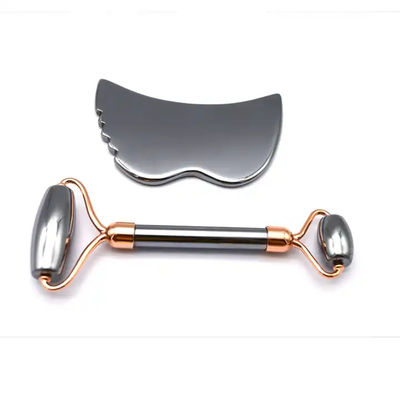 Outils de soins de la peau Pierre énergétique Massageur Guasha pour le visage Les yeux Le cou doigt 5,5 * 14 cm Terahertz d'argent Rouleau facial Gua Sha Set