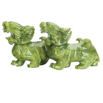 Caractéristique régionale Paire de jade naturel Pixiu Bureau intérieur Feng Shui Jade sculpture artisanat Jade ornements Feng Shui Pixiu