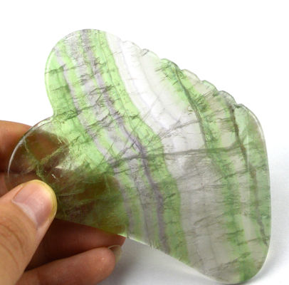 Massage pierre soins de la peau arc-en-ciel Fluorite naturel Gua Sha planche pour le massage du cuir chevelu et du visage