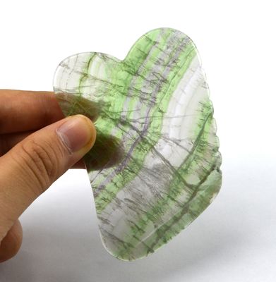 Massage pierre soins de la peau arc-en-ciel Fluorite naturel Gua Sha planche pour le massage du cuir chevelu et du visage