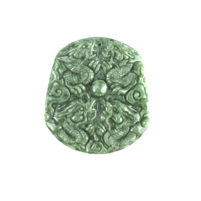 Jade Émeraude Immortel Bodhisattva Dragon Pendentif Collier Ornements Figure traditionnelle chinoise avec une caractéristique régionale