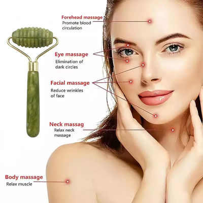 Massage du visage à tête unique avec rouleau de jade pour la beauté du visage anti-âge avec pierre de jade naturelle à 100% et logo personnalisé