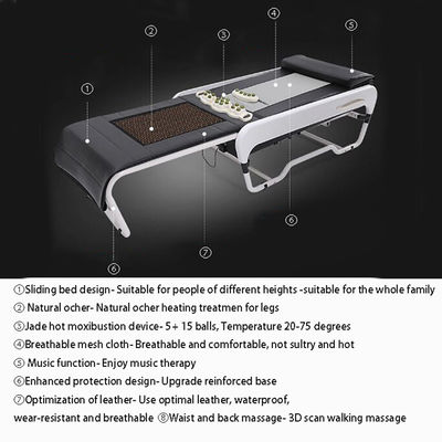 150 pierres énergétiques et lit de massage 3D pour tout le corps sur le lit de physiothérapie chaude de Jade tourmaline pliable V3