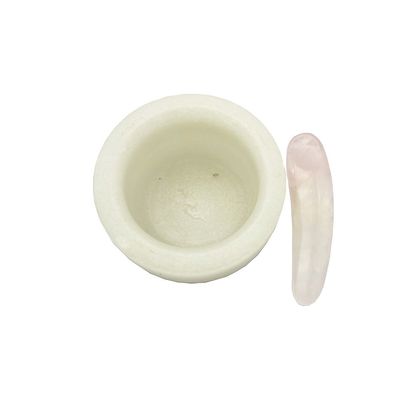 Technique Masque en jade blanc naturel poli avec cuvette et spatule pour une consistance de masque parfaite