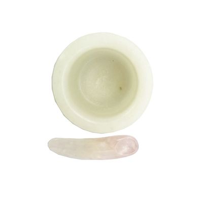 Technique Masque en jade blanc naturel poli avec cuvette et spatule pour une consistance de masque parfaite