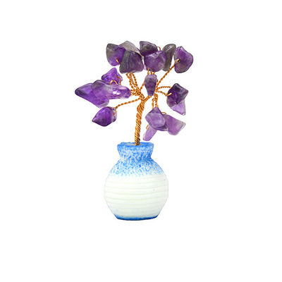Des éclats de pierres précieuses colorées en laiton câblé arbre porte-bonheur avec des pierres de guérison Chakra Améliorez vos décorations et ornements à la maison