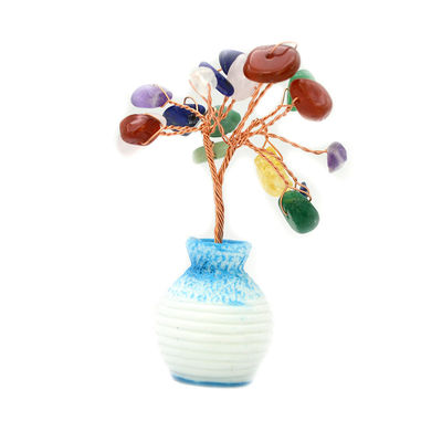 Des éclats de pierres précieuses colorées en laiton câblé arbre porte-bonheur avec des pierres de guérison Chakra Améliorez vos décorations et ornements à la maison