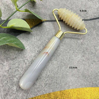 Logo du client 100% gris naturel Agate Roller Jadeite Crystal Beauty Container Massage Stick Équipement de soins de santé du visage