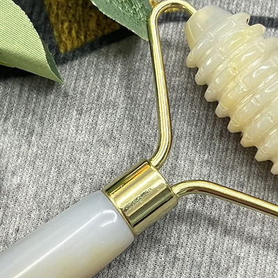 Logo du client 100% gris naturel Agate Roller Jadeite Crystal Beauty Container Massage Stick Équipement de soins de santé du visage