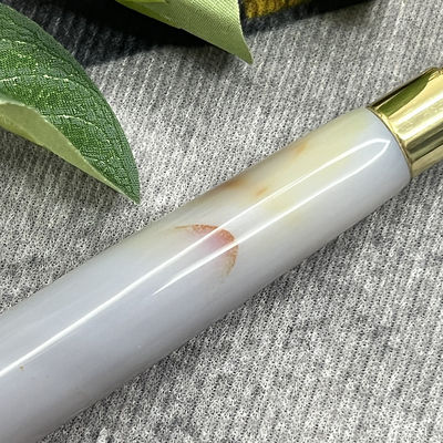 Logo du client 100% gris naturel Agate Roller Jadeite Crystal Beauty Container Massage Stick Équipement de soins de santé du visage