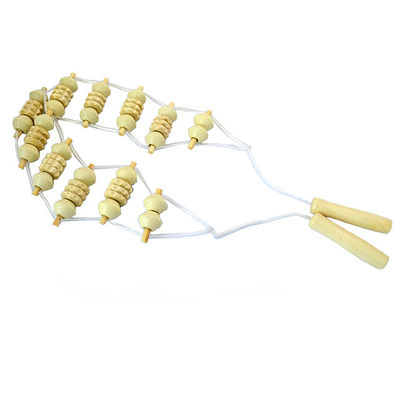Délivrance de la douleur du corps entier Point de déclenchement Massage du dos en bois fait à la main Outil à rouleaux Gua Sha avec rouleau de massage en bois et corde