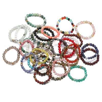 Autre énergie naturelle pierre de cristal 3 mm mini perles bagues pour femme Chakra guérison artisanale bijoux bohème bague de mariage cadeau