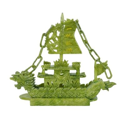 27cm naturel chinois Jade Dragon Boat Craft Pour la décoration OEM ODM accepté