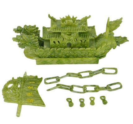27cm naturel chinois Jade Dragon Boat Craft Pour la décoration OEM ODM accepté