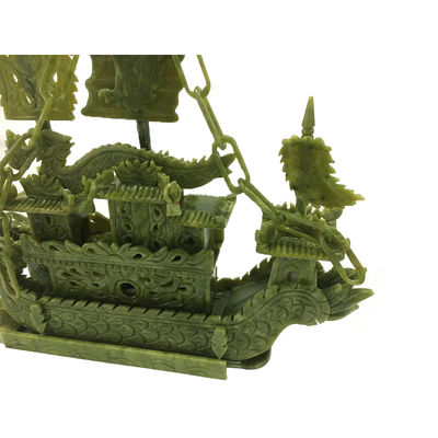 27cm naturel chinois Jade Dragon Boat Craft Pour la décoration OEM ODM accepté