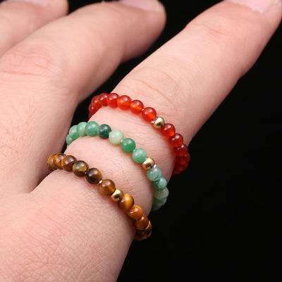 Autre énergie naturelle pierre de cristal 3 mm mini perles bagues pour femme Chakra guérison artisanale bijoux bohème bague de mariage cadeau