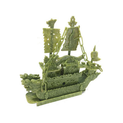 27cm naturel chinois Jade Dragon Boat Craft Pour la décoration OEM ODM accepté