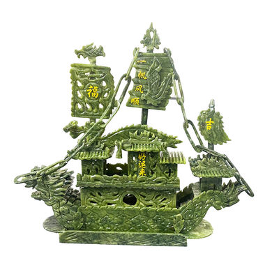 27cm naturel chinois Jade Dragon Boat Craft Pour la décoration OEM ODM accepté