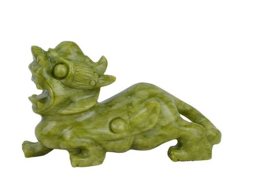 Artisanat vert Feng Shui Décoration de la maison Jade naturel Polissé Pixiu Ornaments Paire de 2 avec et méthode d'impression Autre