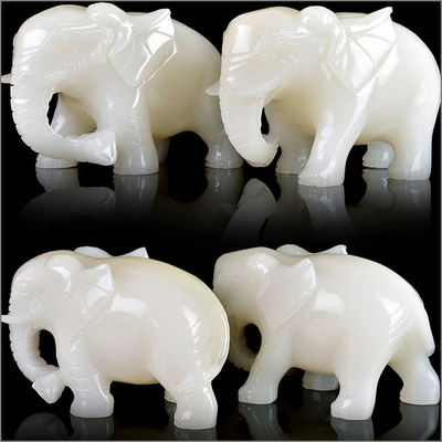 Caractéristique régionale Afrique Statue d'éléphant de jade blanc Feng Shui pour les amoureux des animaux