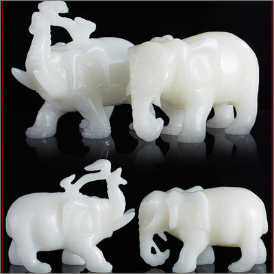 Caractéristique régionale Afrique Statue d'éléphant de jade blanc Feng Shui pour les amoureux des animaux