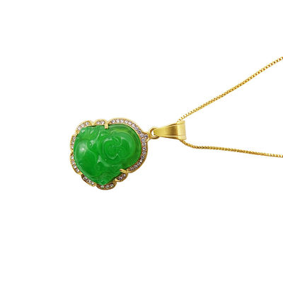 Bouddhisme Thème Gravure Type de sculpture Bouddha sourire chanceux Pendentif Chaîne de collier Amulettes Joyaux pour hommes Femmes Garçons
