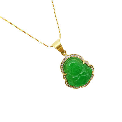 Bouddhisme Thème Gravure Type de sculpture Bouddha sourire chanceux Pendentif Chaîne de collier Amulettes Joyaux pour hommes Femmes Garçons