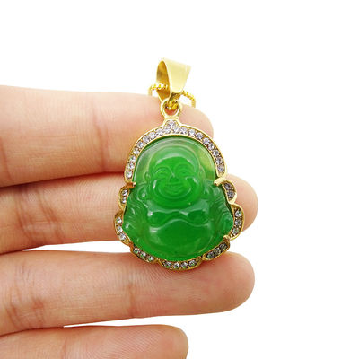 Bouddhisme Thème Gravure Type de sculpture Bouddha sourire chanceux Pendentif Chaîne de collier Amulettes Joyaux pour hommes Femmes Garçons