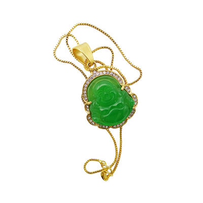 Bouddhisme Thème Gravure Type de sculpture Bouddha sourire chanceux Pendentif Chaîne de collier Amulettes Joyaux pour hommes Femmes Garçons