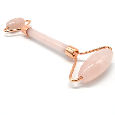 Logo personnalisé Disponibled Rose Gold Jade Roller pour les soins de la peau du visage 100% double tête Rose Quartz naturel Roller Facial Face Slimming