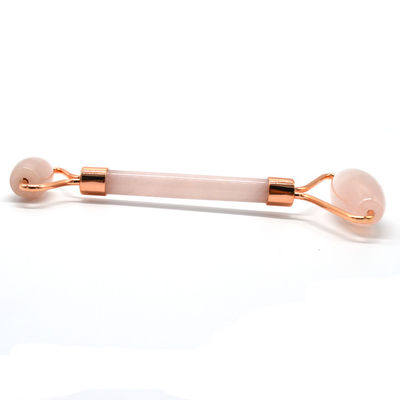 Logo personnalisé Disponibled Rose Gold Jade Roller pour les soins de la peau du visage 100% double tête Rose Quartz naturel Roller Facial Face Slimming