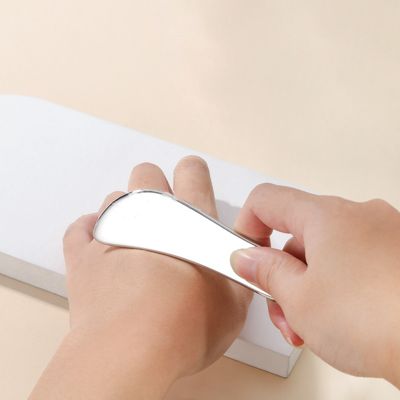 Plaque en acier inoxydable Gua Sha 304 en métal en forme de S Massage du visage et du corps Argent 205*47*4,5 mm