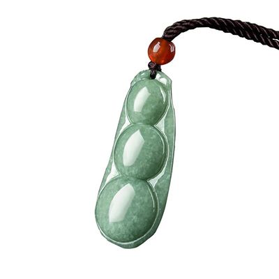 Caractéristique régionale Pendentif de jade vert naturel pour les femmes Les quatre saisons des haricots apportent chance Prospérité et amour