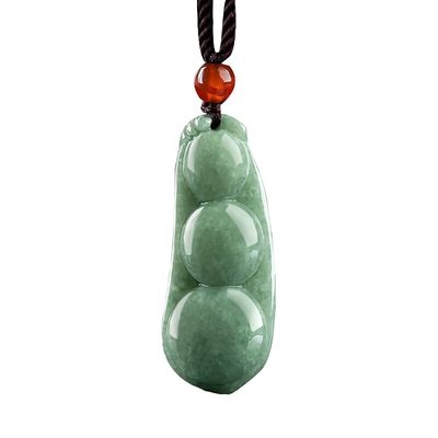 Caractéristique régionale Pendentif de jade vert naturel pour les femmes Les quatre saisons des haricots apportent chance Prospérité et amour