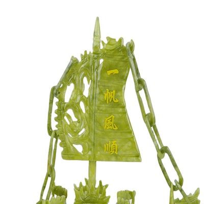 Artisanat de 28 cm Décoration chinoise de bonne chance en pierre de jade Artisanat de bateaux de dragon pour ornement / cadeau