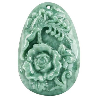 Jade Peony Fleur Magpie Pendentif Jade Sweater Chaîne Stunning Art Ajout de collection pour hommes et femmes